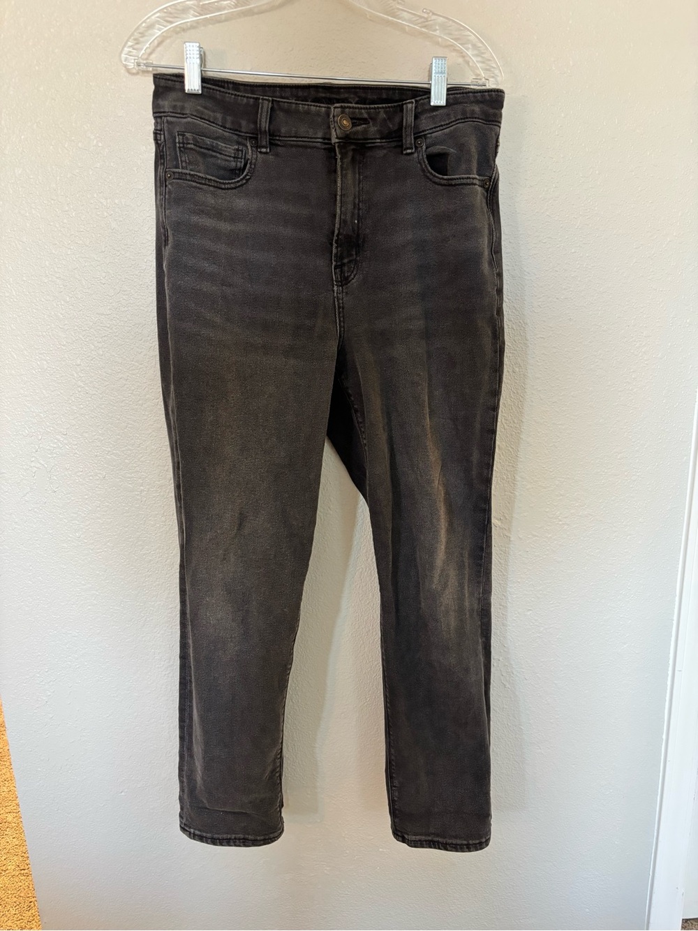 Women's Black Washed Straight Leg Jeans